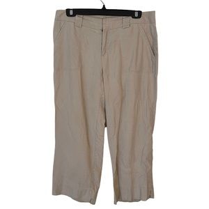 EUC Eddie Bauer Linen Capri Pants Beige Size 10 Vashon Fit 3/4 Length